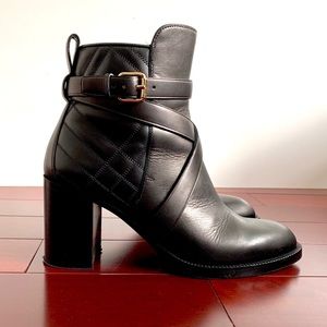 Burberry Strap Detail Quilted Leather Ankle Boot